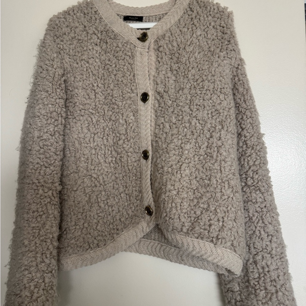 Massimo Dutto Beige Button-Up Oversized Cardigan